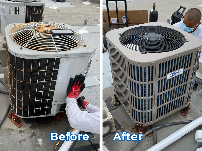Before & After Pics of AC Heat Pump Unit